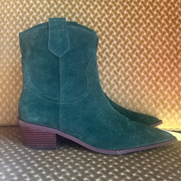 Intentionally Blank Kari Forest Suede Stitch Cushion Western Pull On Ankle Boots - Picture 5 of 16